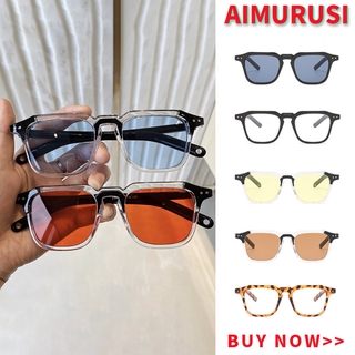 (Aimurusi) พร้อมสต็อก COD แว่นตากันแดดกรอบสี่เหลี่ยมแฟชั่นเกาหลีสไตล์ย้อนยุคป้องกัน UV400 แว่นตาป้องกันผู้หญิง / ผู้ชาย