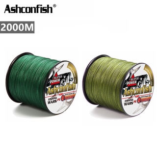 Ashconfish สายเอ็นตกปลา PE แบบถัก 2000 ม. X9 9 เส้น สีเขียว