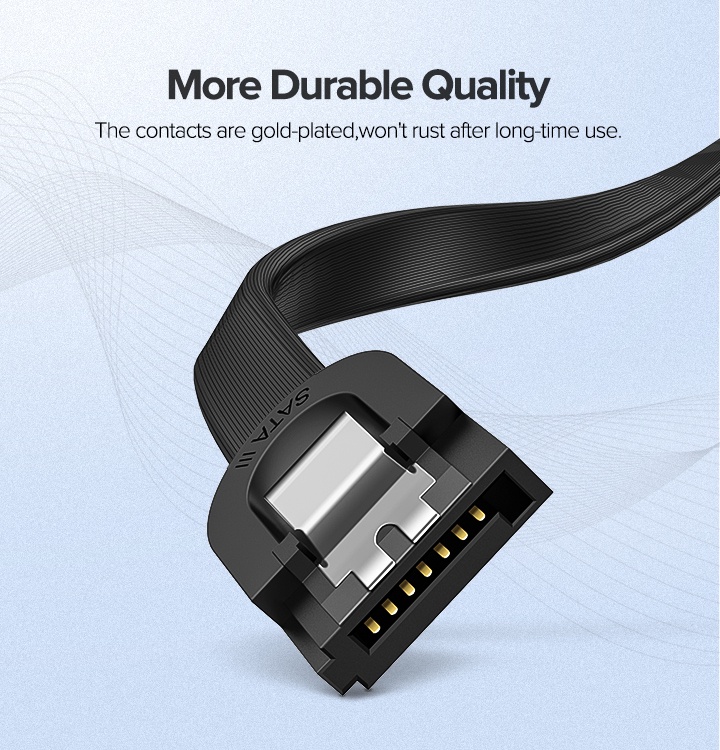มุมมองเพิ่มเติมของสินค้า UGREEN-Cable 3,0 para disco duro SSD HDD SATA 3, Cable de ngulo recto para Asus MSI, Gigabyte, Cable de placa base Sata