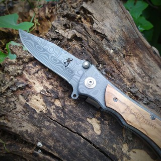 มีดพับ Browning 339 ลายดามัสกัส Folding knife Damascus. มีดพก มีดเดินป่า มีดแคมป์ปิ้ง