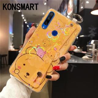 เคสโทรศัพท์ Realme 6 Pro 6i 5i 5 Pro 5S C3 Case New Cute Cartoon Bear With Wristband Holder Silicone Softcase Realme C3 Colorful Cherry Blossoms Back Cover