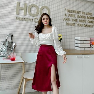 ภาพหน้าปกสินค้าSatin Skirt (สีพื้น) กระโปรงผ่าข้าง ที่เกี่ยวข้อง