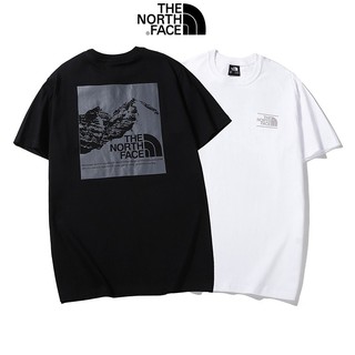 THE NORTH FACE เสื้อยืดคอกลมแขนสั้นผ้าฝ้ายพิมพ์ลายโลโก้สําหรับผู้ชาย เสื้อคู่ ผ้านำเข้า พร้อม