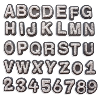กระดุมสีเงิน ลายตัวอักษร A-Z DIY สําหรับ Crocs Jibbitz Pins