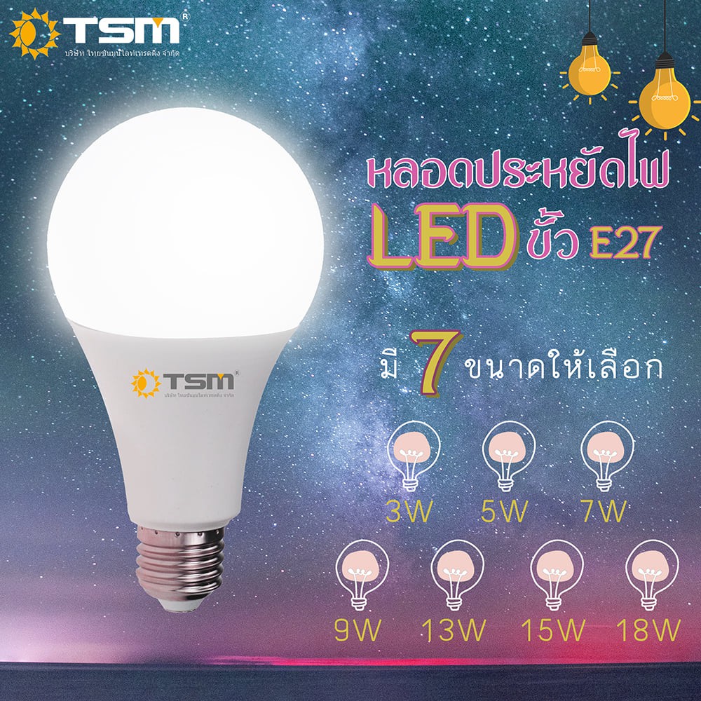 ภาพหน้าปกสินค้าหลอดไฟ LED Bulb 3W-18W แสงขาว/แสงวอร์ม ขั้วเกลียว E27 ประหยัดพลังงาน