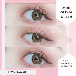 Mini Olivia Green (x) มินิ สีเขียว เขียว โทนธรรมชาติ ละมุน Kitty Kawaii ค่าอมน้ำสูง คอนแทคเลนส์ ค่าสายตา สายตาสั้น แฟชั่