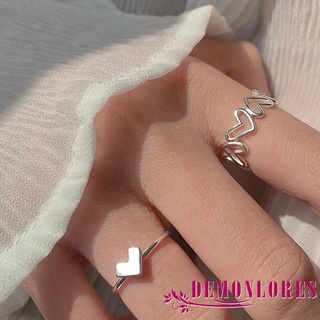 Demq- ชุดแหวนนิ้วมือ รูปหัวใจ ปรับได้ ของขวัญสําหรับผู้หญิง แฟน ภรรยา 2 ชิ้น