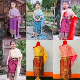 ภาพหน้าปกสินค้าชุดไทยเด็กสไบหน้านาง 🌺ชุดไทยสไบผ้าถุงหน้านางสำหรับงานบุญ งานแต่ง (ไม่รวมประดับ) ที่เกี่ยวข้อง