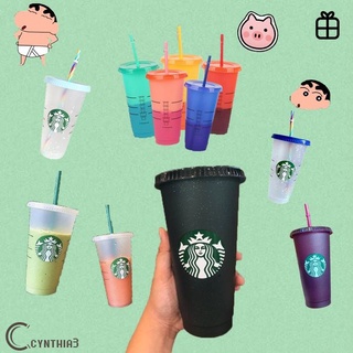 Starbucks แก้วน้ําพลาสติกเปลี่ยนสีได้พร้อมฝาปิด ~Cynt3