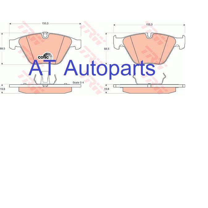 ผ้าเบรคชุดหน้า-bmw-s5-e60-525i-2-5l-rotor324mm-2003-2010-gdb1498-trw-ราคาขายต่อชุด