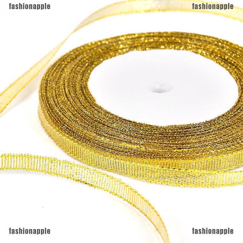 Fath ริบบิ้นผ้าไหมซาติน สีทอง สีเงิน ขนาด 6 มม. ยาว 25 หลา สําหรับห่อตกแต่งคริสต์มาส DIY