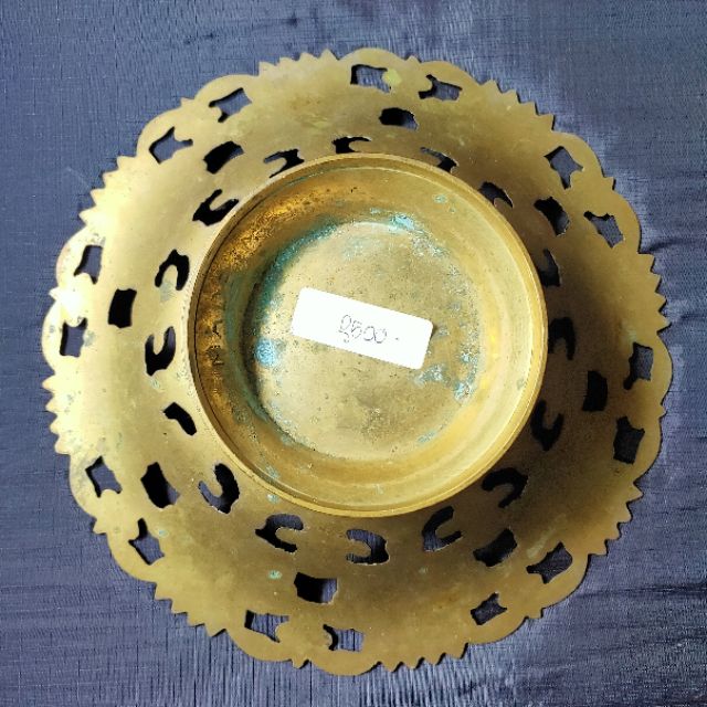 antique-brass-pedestal-tray-ถาดทองเหลือง-งานเก่า-สะสม