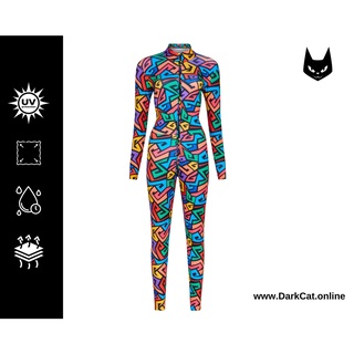 [DarkCat] Bodysuit ชุดกีฬา Outdoor กัน UV สำหรับ ตีกอล์ฟ ว่ายน้ำ ดำน้ำ ฟรีไดร์ฟ วิ่ง เทรล รุ่น 2EASY ลายRainbow Puzzle