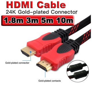 สาย HDMI Cable High Speed HDMI Cable Gold Plated Connection 1080P  V 1.4 ( สายถัก 1.8m 3m 5m 10m )