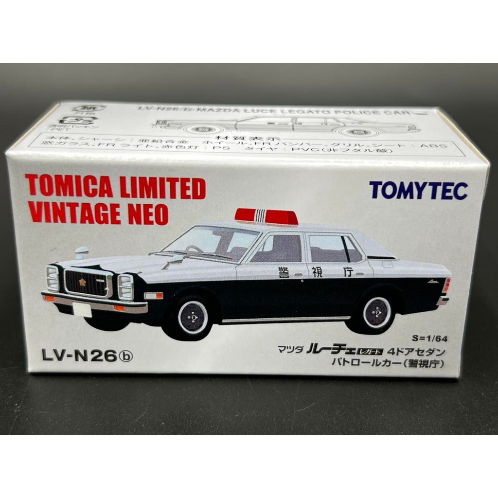 tomica-limited-vintage-neo-lv-n26b-mazda-luce-legato-4-door-sedan-patrol-car-metropolitan-police-department