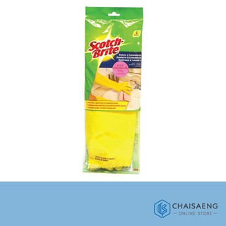 สินค้า สก๊อตซ์-ไบรต์ ถุงมือแบบยาว สำหรับงานซักล้าง Scotch-Brite Rubber Gloves Size M