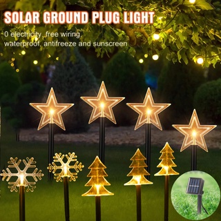 Solar Christmas Lights Xmas Trees Snowflakes Stars Outdoor Waterproof Landscape Led Light for Lawn Street Garden Decoration