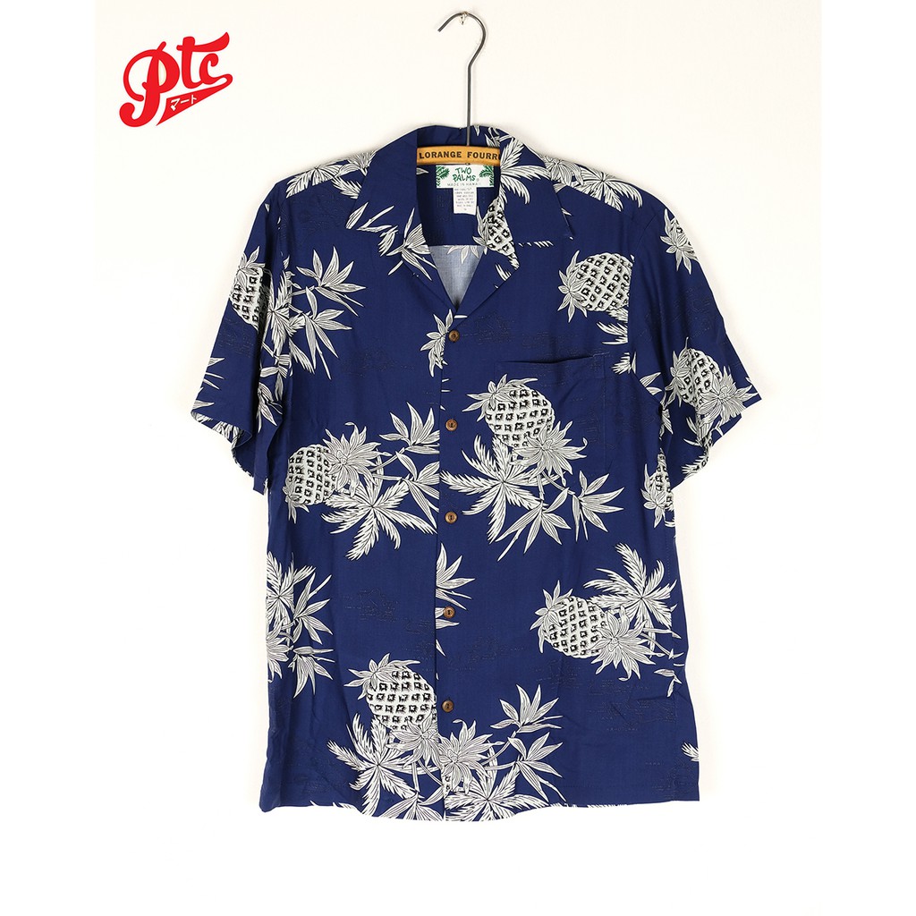 ภาพหน้าปกสินค้าเสื้อฮาวาย Two Palms Hawaiian Shirt Pineapple Map Navy