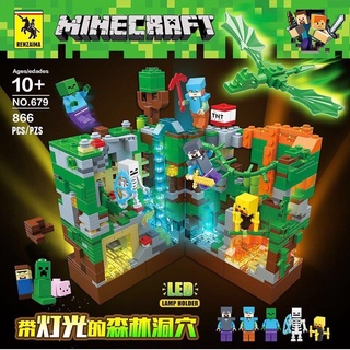 🔥พร้อมส่ง🔥เลโก้ Lego มายคราฟ Minecraft Green Dragon Renzaima-679 866 ชิ้น เกรดพรีเมี่ยม งานสวย ต่อสนุก เปิดไฟได้ สวยงาม❤