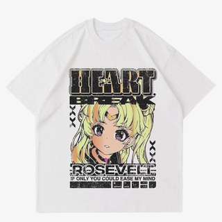 เสื้อยืดสีดำอินเทรนด์Rsvlt - GRAPHIC TEE อะนิเมะ HEARTBREAK | เสื้อยืด ลายการ์ตูนอนิเมะ STREETWEAR | เสื้อยืด สีขาว ขนาด