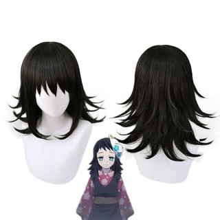 [Fantasy Dragon Store] Anime Demon Slayer Kimetsu no Yaiba Makomo kanao Cosplay Costume Black Wig Cosplay Wig Hair Demon