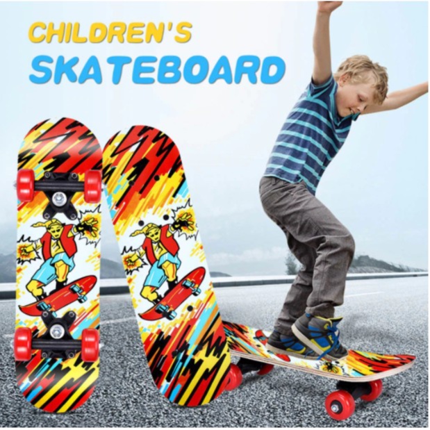 ภาพหน้าปกสินค้าสเก็ตบอร์ดสำหรับเด็ก skateboard สเก็ตบอร์ด 4 ล้อ ลายการ์ตูน สำหรับเด็กเล็ก จากร้าน at.mall01 บน Shopee
