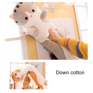【บลูไดมอนด์】Hot Newest Kitten Pillow Cute Plush Cat Doll Soft Stuffed Children Knee Pillows Sleep Long Plush Toys Gift F