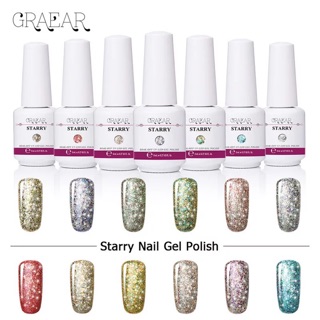 สีทาเล็บเจล Graear สี Starry Glitter  ขนาด 8 ml สีทาเล็บเจล   Hong Kong ได้รับมาตราฐาน SGS/MSDS ส่งฟรี + เก็บปลายทาง