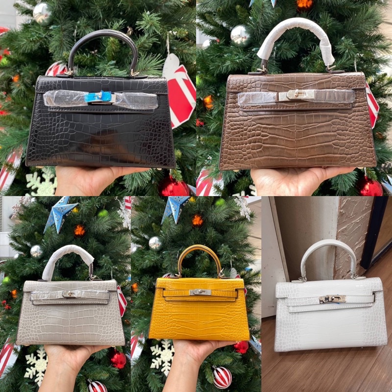 Mini Kelly 22 cm. Crocodile Skin Shopee Thailand