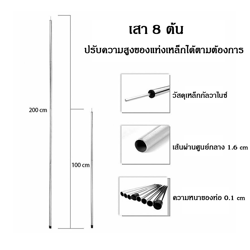 ฟลายชีท-เสาเต็นท์-เสาฟรายชีท-แพ็คคู่-เสาค้ำหน้าเต็นท์-เสาทราป-แถมฟรีถุงเก็บ-1ชุด2เสา-ยาว2เมตร