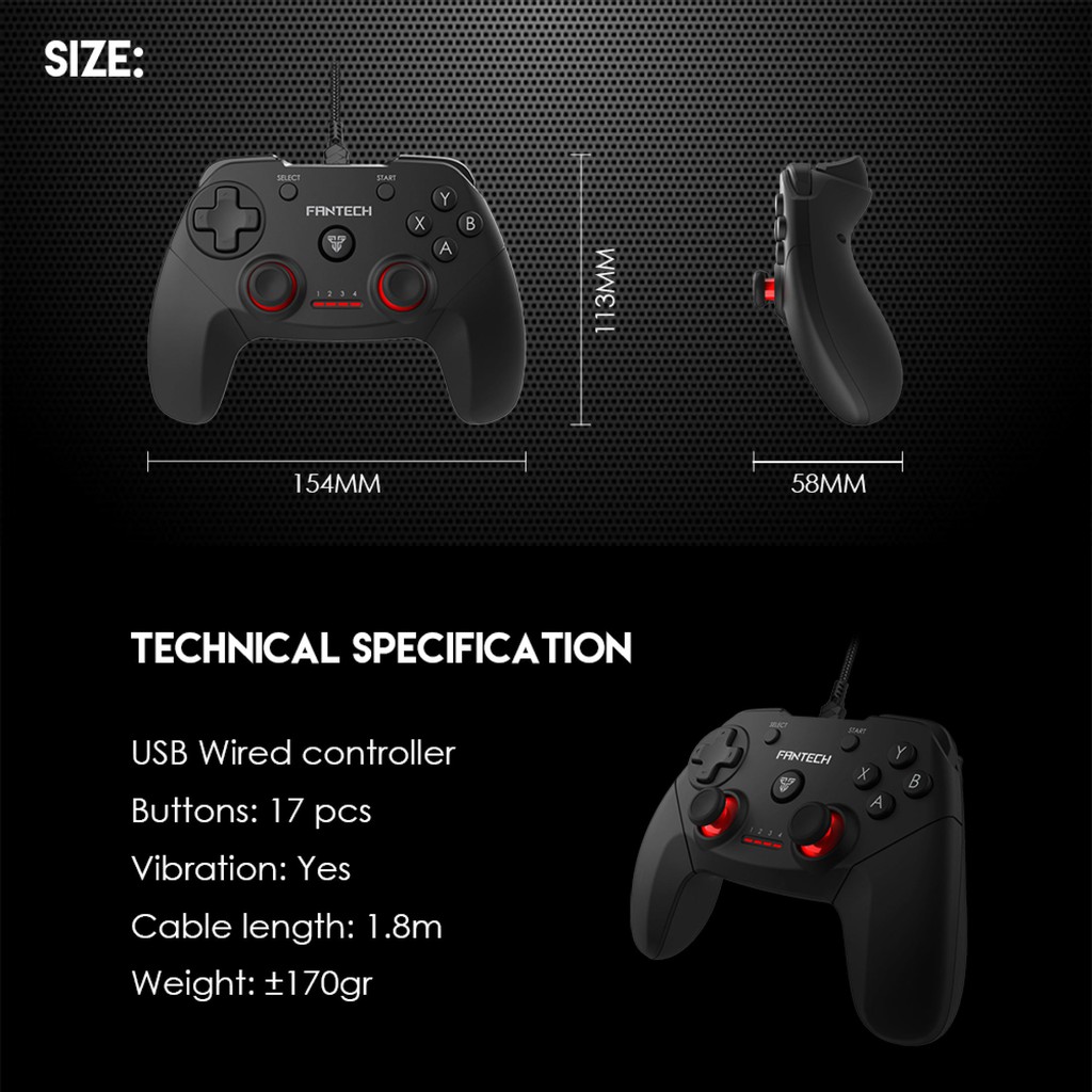 FANTECH GP12 Gaming Controller จอยเกมมิ่ง joystick ระบบ X-input รูปทรงสไตล์ สำหรับ PC