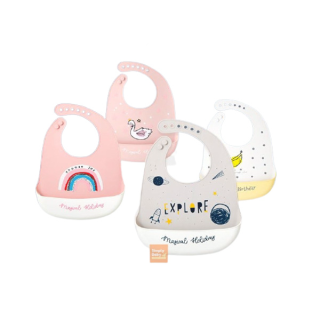 โปรโมชั่น : ผ้ากันเปื้อนเด็ก bib ซิลิโคน กันเปื้อนเด็ก Muslin tree Bib ผลิตจากซิลิโคน Food Grade ปลอดภัยสำหรับเด็ก