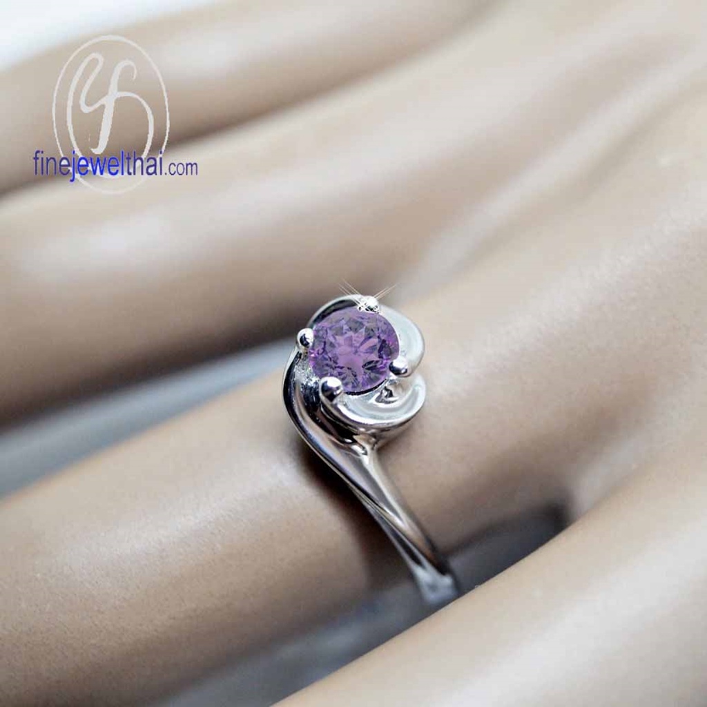 finejewelthai-แหวนอะเมทิสต์-อะเมทิสต์-แหวนพลอย-แหวนเงินแท้-พลอยประจำเดือนเกิด-amethyst-silver-ring-birthstone-r1288amt