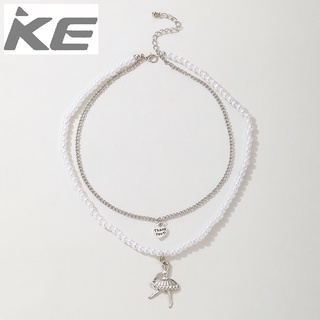 Jewelry Creative Letters Love Ballet Girl Pendant Necklace Pearl Chain MultiNecklace for girls