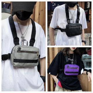 🌴Cocorun🏃กระเป๋าคาดอก อเนกประสงค์ สีคอนทราสต์ สไตล์ฮิปฮอป ฮาราจูกุ