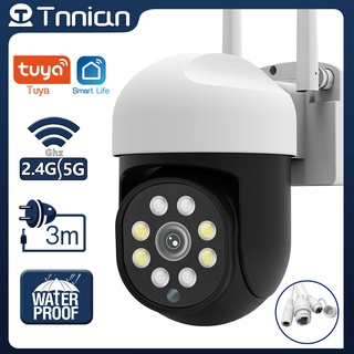 สินค้า Tnnian กล้องวงจรปิดไร้สาย 5MP CCTV Tuya Smart Life 360 องศา กันน้ํา ติดตามอัตโนมัติ 5G WIFI PTZ IP มองเห็นกลางคืน กล้องวงจรปิดรักษาความปลอดภัย