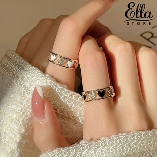 Ellastore123 แหวนนิ้วมือ ทองแดง รูปหัวใจ ทรงเรขาคณิต กลวง แฟชั่น สําหรับงานปาร์ตี้