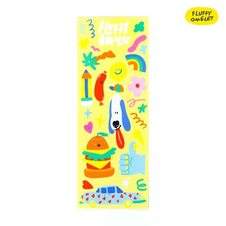 FLUFFY 0MELET - MINI STICKER - YELLOW HEARTY