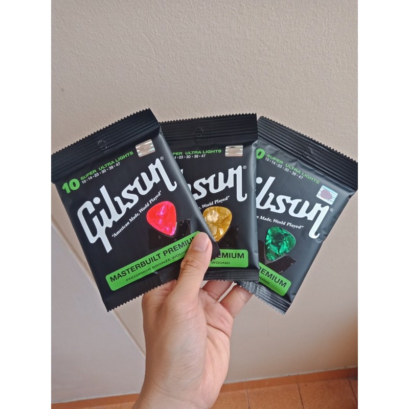 สายกีต้าร์โปร่งgibson-ถูกที่สุด-แถมปิ๊กกีต้าร์ทุกชุดเลย-สายกีต้าร์เบอร์10-ฟรีปิ๊กกีต้าร์