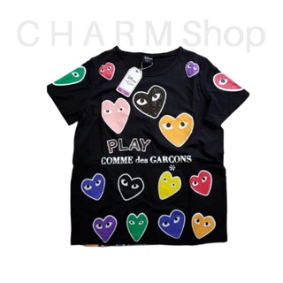 👕เสื้อผ้าเด้ง รีดเพชร ❤PLAY(หน้า&amp;หลัง) ดำ