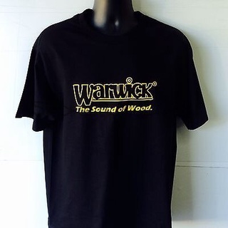 เสื้อผ้าผชเสื้อยืดแขนสั้นพิมพ์ลายโลโก้ Warwick B สําหรับผู้ชายสีดําS-5XL