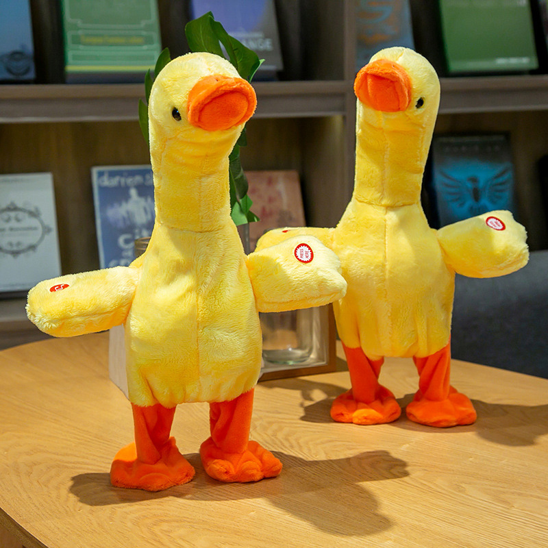 cute-คอน่ารักยกรีโมทคอนโทรลชาร์จสิ่งประดิษฐ์ตลกเป็ดน้อยสีเหลืองสามารถร้องเพลงและพูดคุยโทรเป็ดและเดินlittle-yellow-duck