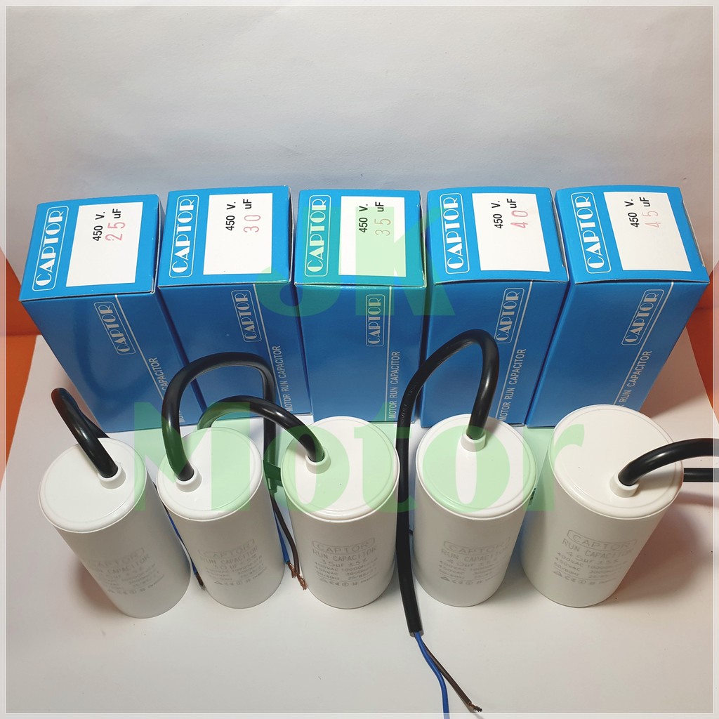 คาปาซิเตอร์รัน Run Capacitor CAPTOR ขนาด 25uF 30uF 35uF 40uF 45uF 50uF ...