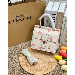 COACH LIMITED EDITION WILLIS TOP HANDLE 18 WITH HEART PRINT