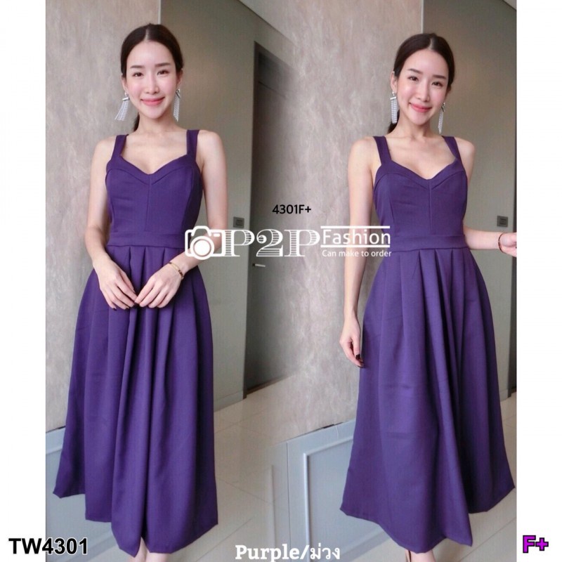 tw4301-maxi-dress-สายเดี่ยว-กระโปรงแต่งจีบทวีส