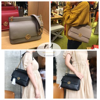 F.A ว่าแท้100% tory burch 312  TB กระเป๋าสุภาพสตรี / Mario Small Square Bag / Ladies Shoulder Crossbody Bag หลายช่อง