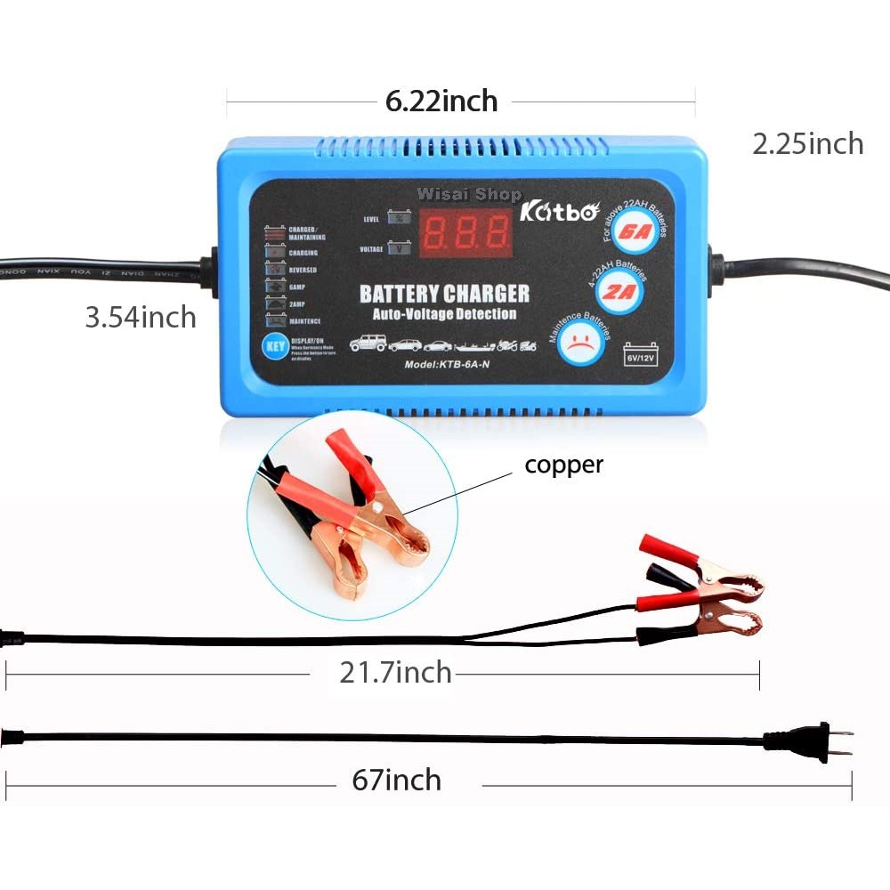 ภาพสินค้าCATBO / KATBO เครื่องชาร์จและกระตุ้นแบตเตอรี่ Battery Charger 6/12VDC, 2-6A, 4-120Ah รุ่น KTB-6A-N พร้อมคู่มือภาษาไทย จากร้าน wisai_shop บน Shopee ภาพที่ 3