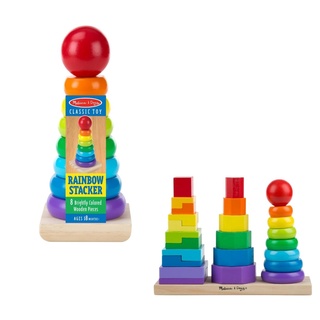 [8-21ชิ้น] ต่อเจดีย์ไม้สีรุ้ง เสาเดียว & สามเสา Melissa & Doug Rainbow stacker หลากรุ่น 576/567 รีวิวดีใน Amazon USA หลากสี วางซ้อนกันบนแกนไม้ ฐานโยกได้ มาลิซซ่า