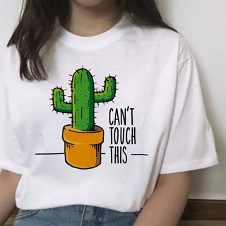 【100% cotton】เสื้อยืด พิมพ์ลายการ์ตูนกระบองเพชร Dont Touch Me น่ารัก สไตล์เกาหลี ฮาราจูกุ สําหรับผู้หญิง 2022