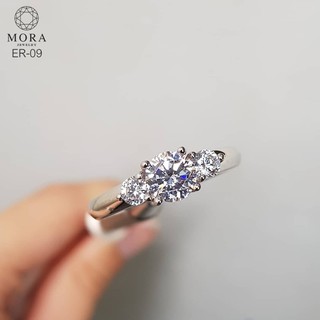 💍✨WR-09 แหวนเพชร CZ ขนาด 0.5 ct.(5 mm) แหวนเพชรสวิส เครื่องประดับเงินแท้ แหวนหมั้น เทียบเพชรแท้ By Mora Jewelry Diamond